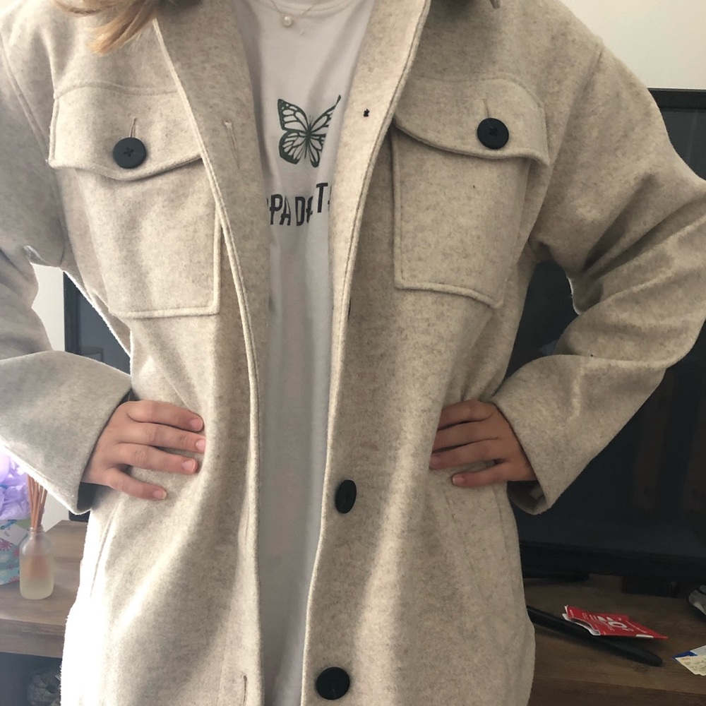 ASOS cream belted shacket